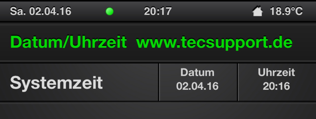 Tutorial Datum/Uhrzeit Systemzeit des Homeservers im Gira QuadClint darstellen. www.tecsupport.de