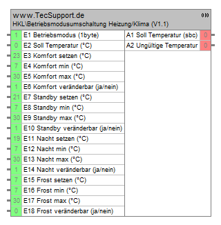 Heizungsregelung mit Gira HomeServer Logikbaustein Betriebsmodusumschaltung